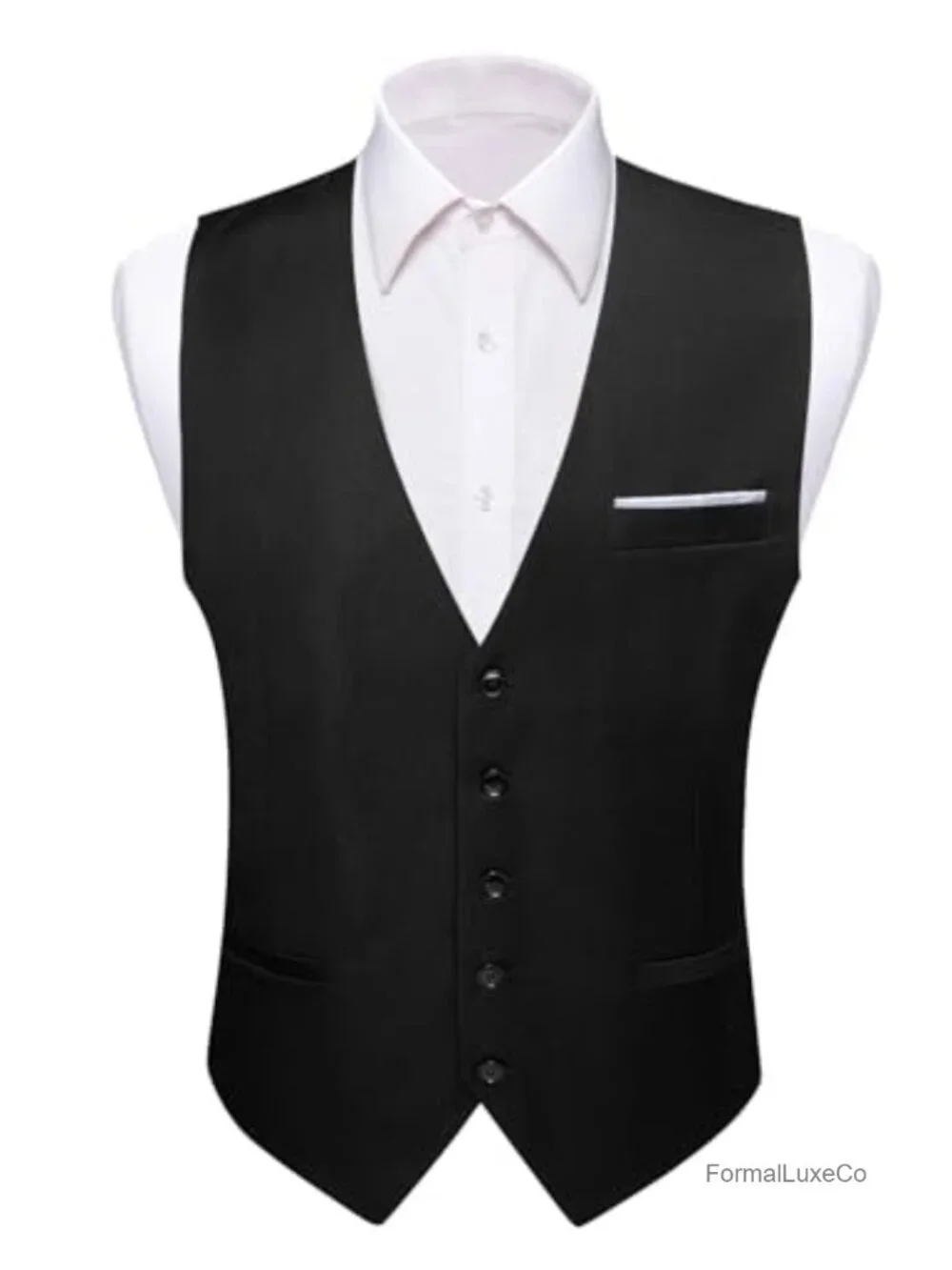 Slim Fit V-Neck Suit Vest with Pockets for Wedding & Party